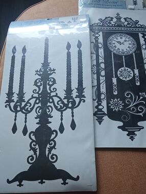 Removable Sticker - Black Clock & Candelabra Set